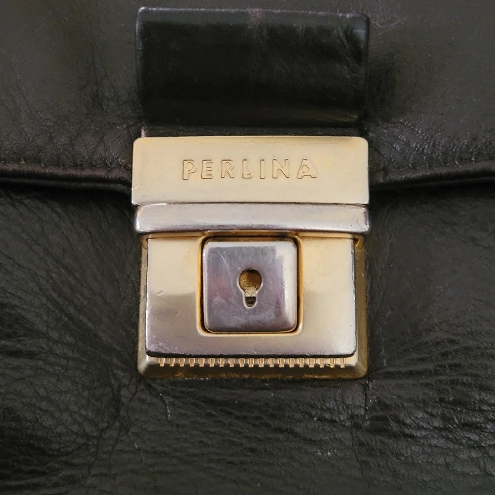 Perlina‎ 90's Chocolate Brown Leather Backpack